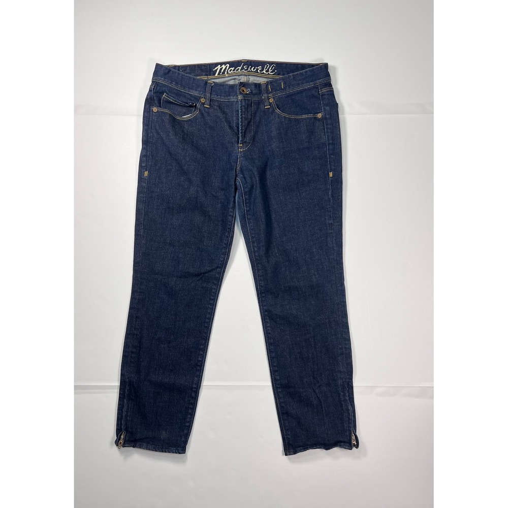Madewell Ankle Jeans Womens Size 30 Dark Wash Indigo Slim Straight Ankle Zipper